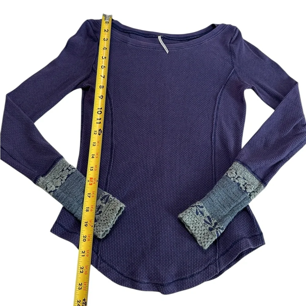 Free People Women's XS Newbie Rosy Cuff Thermal Purple Top - Picture 10 of 17